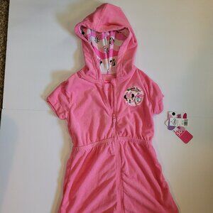 Pink Terry Cloth Zip Up Minnie & Daisy Hooded Cover Up Size 4T